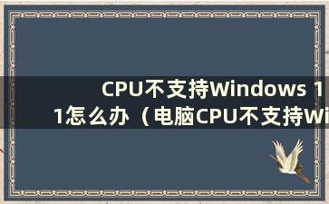 CPU不支持Windows 11怎么办（电脑CPU不支持Win7怎么办）